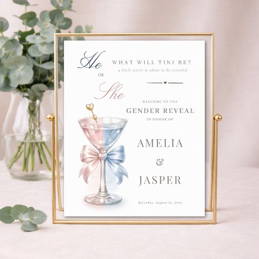 He Or She Cocktail Gender Reveal Shower Welcome ポスター