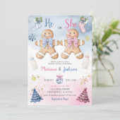 He or She Cookies Gingerbread Gender Reveal 招待状 (スタンド正面)