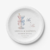 He Or She Elegant Martini Gender Reveal Party ペーパープレート (正面)