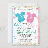 He or She Gender Reveal 招待状 (正面)