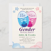 He or She Gender Reveal Invitation 招待状 (正面)