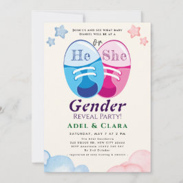 He or She Gender Reveal Invitation 招待状