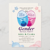 He or She Gender Reveal Invitation 招待状 (正面/裏面)