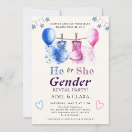 He or She Gender Reveal Invitation 招待状