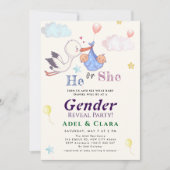 He or She Gender Reveal Invitation 招待状 (正面)