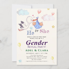 He or She Gender Reveal Invitation 招待状