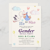 He or She Gender Reveal Invitation 招待状 (正面/裏面)