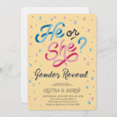 He or She Gender Reveal Party 招待状 (正面/裏面)
