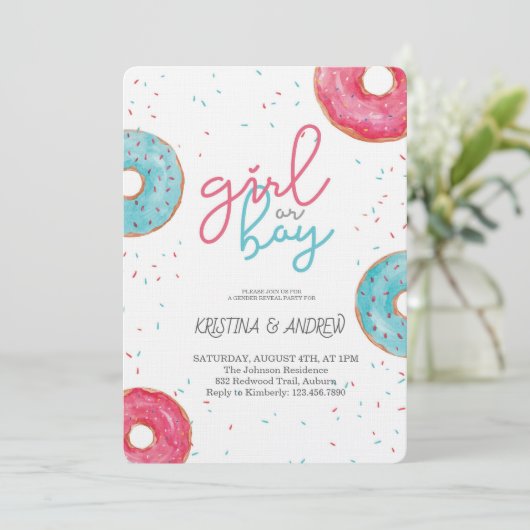 He or She Gender Reveal Party 招待状 (スタンド正面)