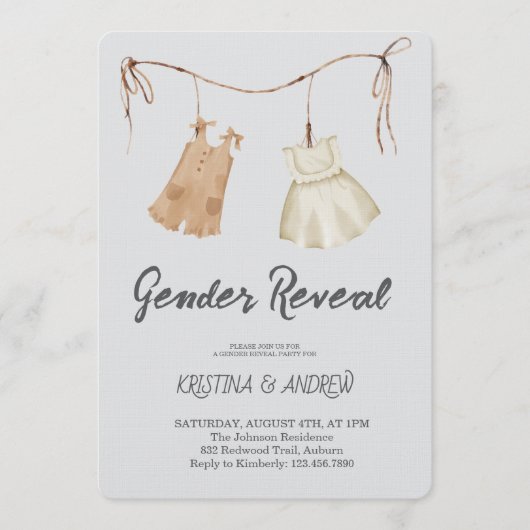 He or She Gender Reveal Party 招待状 (正面)