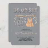 He or She Gender Reveal Party 招待状 (正面/裏面)