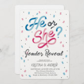 He or She Gender Reveal Party 招待状 (正面/裏面)