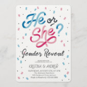 He or She Gender Reveal Party 招待状 (正面)