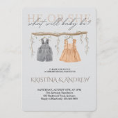 He or She Gender Reveal Party 招待状 (正面)