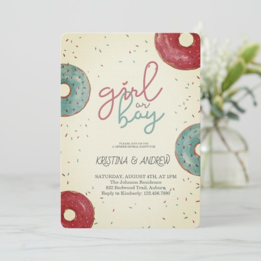 He or She Gender Reveal Party 招待状 (スタンド正面)