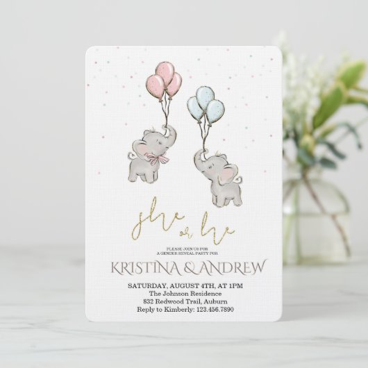 He or She Gender Reveal Party 招待状 (スタンド正面)