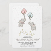 He or She Gender Reveal Party 招待状 (正面/裏面)