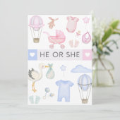 He or She Gender Reveal Party - He or She Shower 招待状 (スタンド正面)