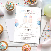 He or She Gender Reveal Party Invite, Baby Shower 招待状