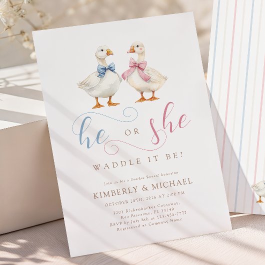 He or She Goose Gender Reveal 招待状
