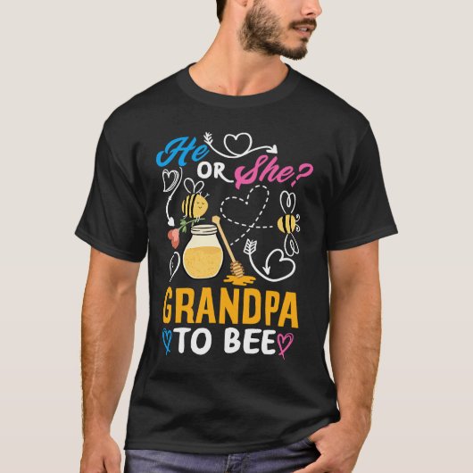 He Or She Grandpa To Bee Cute Gender Reveal Party Tシャツ (正面)