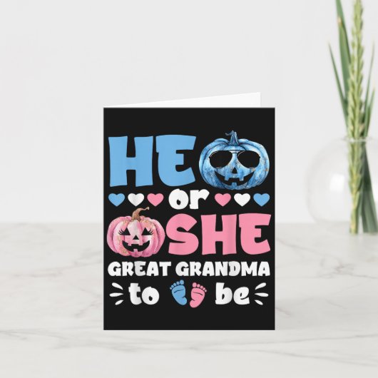 He Or She Great Grandma To Be Baby Gender Reveal H カード (正面)