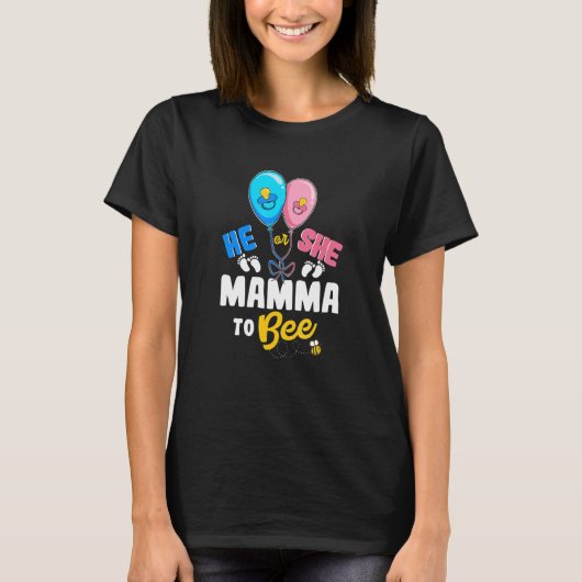 He or She Mamma To Bee Best Mom Ever Motherhood Tシャツ (正面)