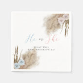 He or She Pampas Grass Gender Revealパーティー スタンダードカクテルナプキン (正面)