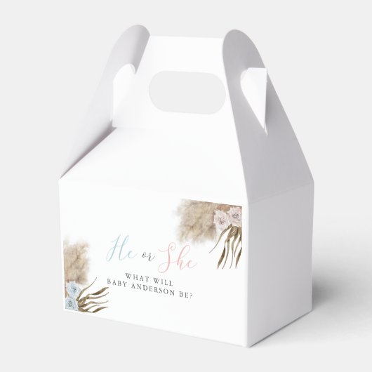 He or She Pampas Grass Gender Revealパーティー フェイバーボックス (正面サイド)