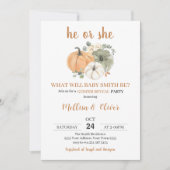 He or She Pumpkin Fall Gender Reveal 招待状 (正面)