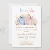 He or She Pumpkin Gender Reveal 招待状 (正面)