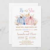 He or She Pumpkin Gender Reveal 招待状 (正面/裏面)