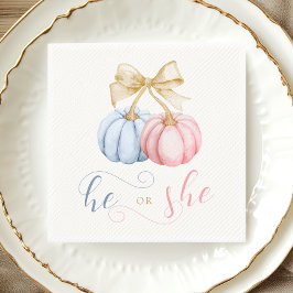 He or She Pumpkin Gender Reveal Napkins スタンダードカクテルナプキン