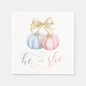He or She Pumpkin Gender Reveal Napkins スタンダードカクテルナプキン (正面)