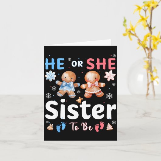 He Or She Sister To Be Christmas Gingerbread Gende カード (黄色い花)