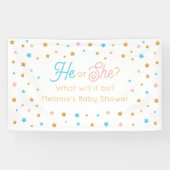 He or She Stars Gender Reveal backdrop 横断幕 (横)
