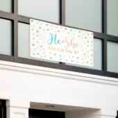 He or She Stars Gender Reveal banner sign  横断幕 (ビルの外側)