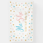 He or She Stars Gender Reveal banner sign  横断幕 (縦)