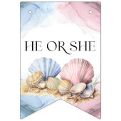 He or She We Shell Sea Coastal Gender Reveal バンティングフラッグ (第1の旗)
