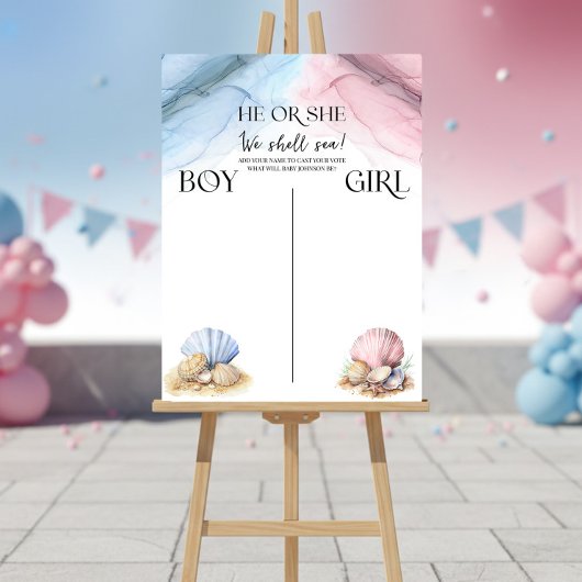 He or She We Shell Sea Gender Reveal Voting ポスター