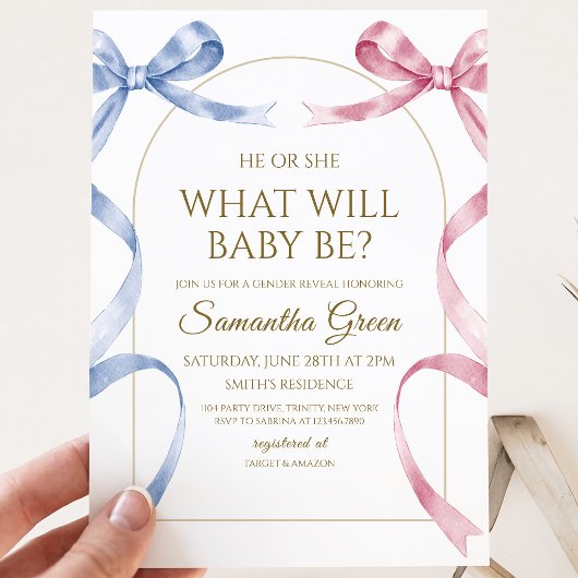 He or She What Will Baby Be ベビーシャワー 招待状