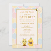 HE OR SHE, What Will Baby Bee Gender Reveal 招待状 (正面)