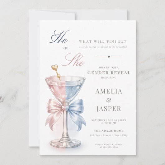 He Or She What Will Tini Be Gender Reveal 招待状 (正面)