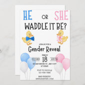 He or She who will it be? Gender reveal Invitation 招待状 (正面/裏面)