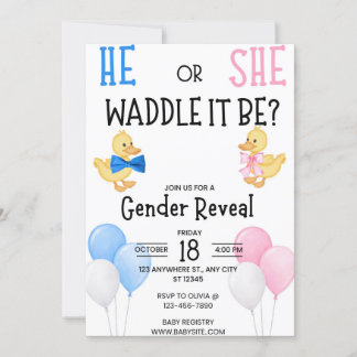 He or She who will it be? Gender reveal Invitation 招待状