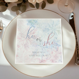 He or She Winter Pink Blue Snowflake スタンダードランチョンナプキン