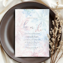 He or She Winter Pink Blue Snowflake Gender Party