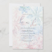 He or She Winter Pink Blue Snowflake Gender Party 招待状 (正面)