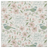 He Restores My Soul Botanical Spring Pattern ファブリック (クローズアップ)