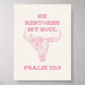He Restores My Soul Pink Christian Skull ポスター (正面)